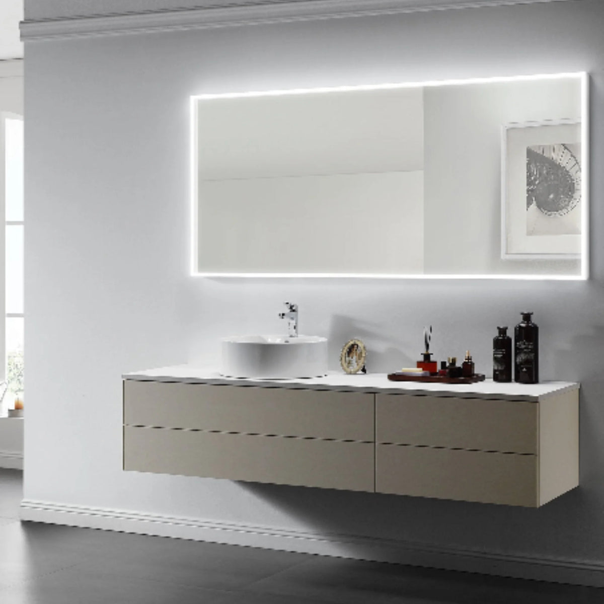 Modern Mirrors Astral Lighted Bathroom Vanity Mirror, Wall Mirror with Dimmable Daylight LED Lighting