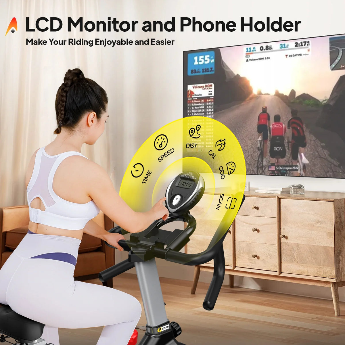 Pooboo Stationary Exercise Bike Indoor Cycling Bike Cycle Bicycle Adjustable Resistance for Home Office Cardio Workout Machine Max Weight 350 lbs
