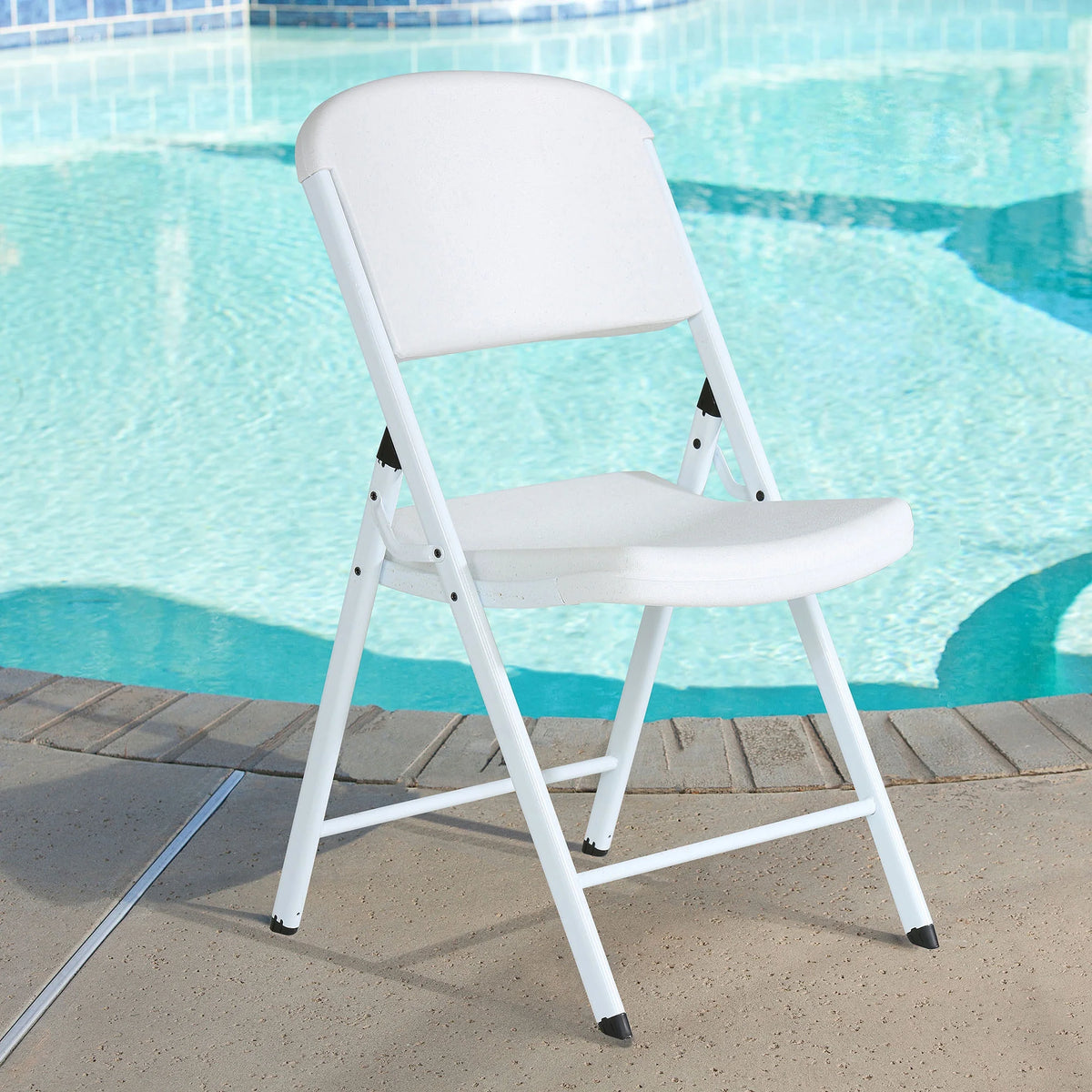Lifetime Folding Chair, Indoor/Outdoor Commercial, White Granite, 4 Pack (42804)