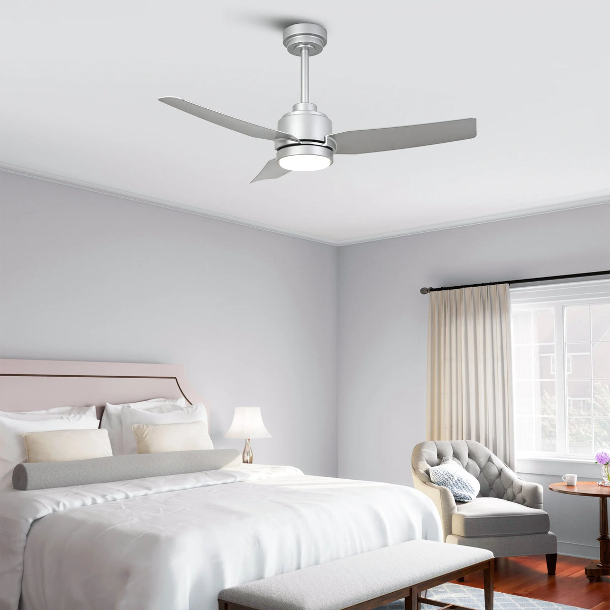 42" Modern Gold Dimmable Ceiling Fan DC Motor Indoor 3-blade LED Ceiling Fan with Remote