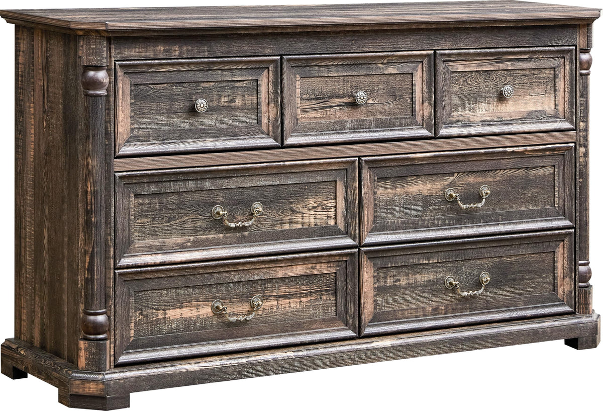 Brafabhome Rattan 6 Drawers Dresser for Bedroom, Vintage Boho Double Dresser Wicker Chest with Wooden Legs for Living Room Hallway| Mint