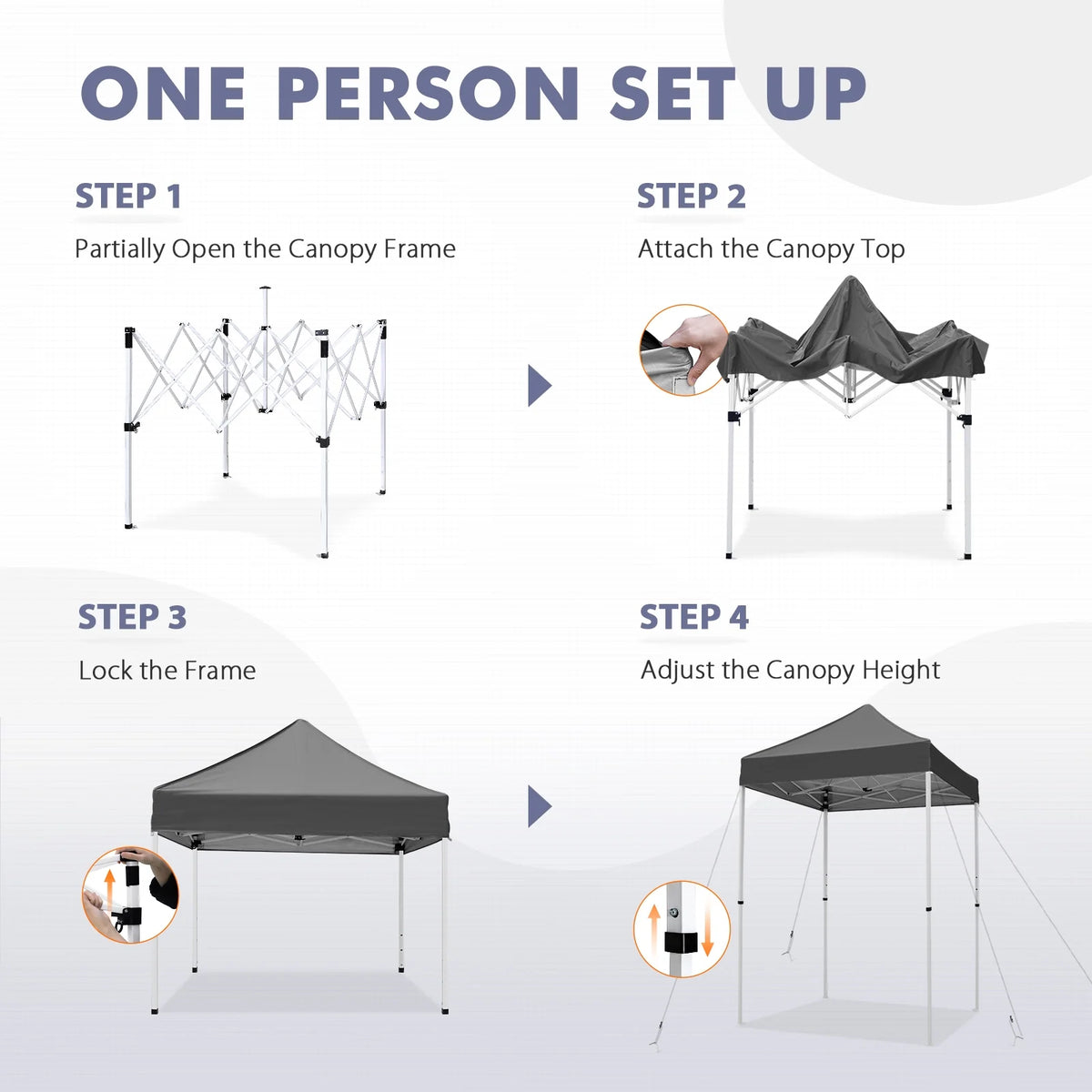 INTER HUT 5x5 Outdoor Pop up Canopy Gazebo, Instant Easy Set up Outdoor Canopy Commercial Fair Shelter, Beige