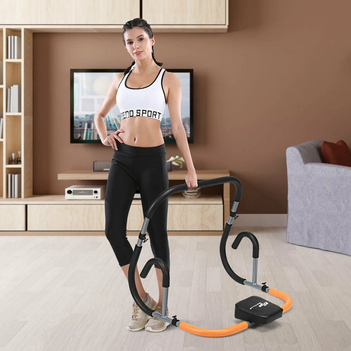 Ab Fitness Crunch Abdominal Exercise Workout Machine for Glider Roller & Pushup