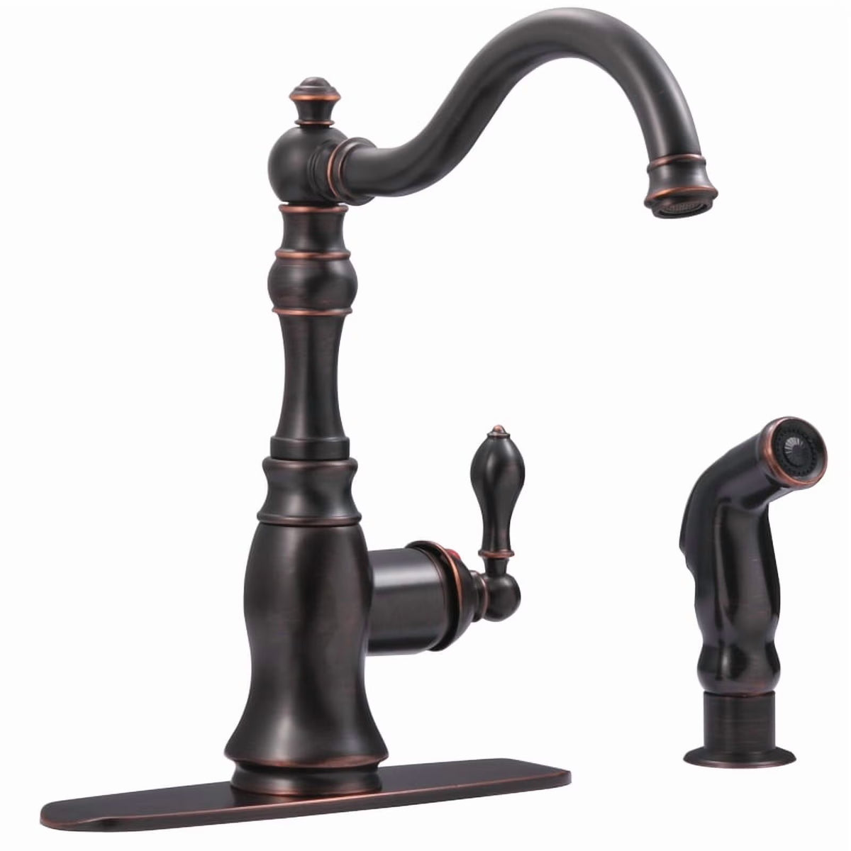 Ultra Faucets UF11245 Bronze Single Handle Kitchen Faucet With Side Spray