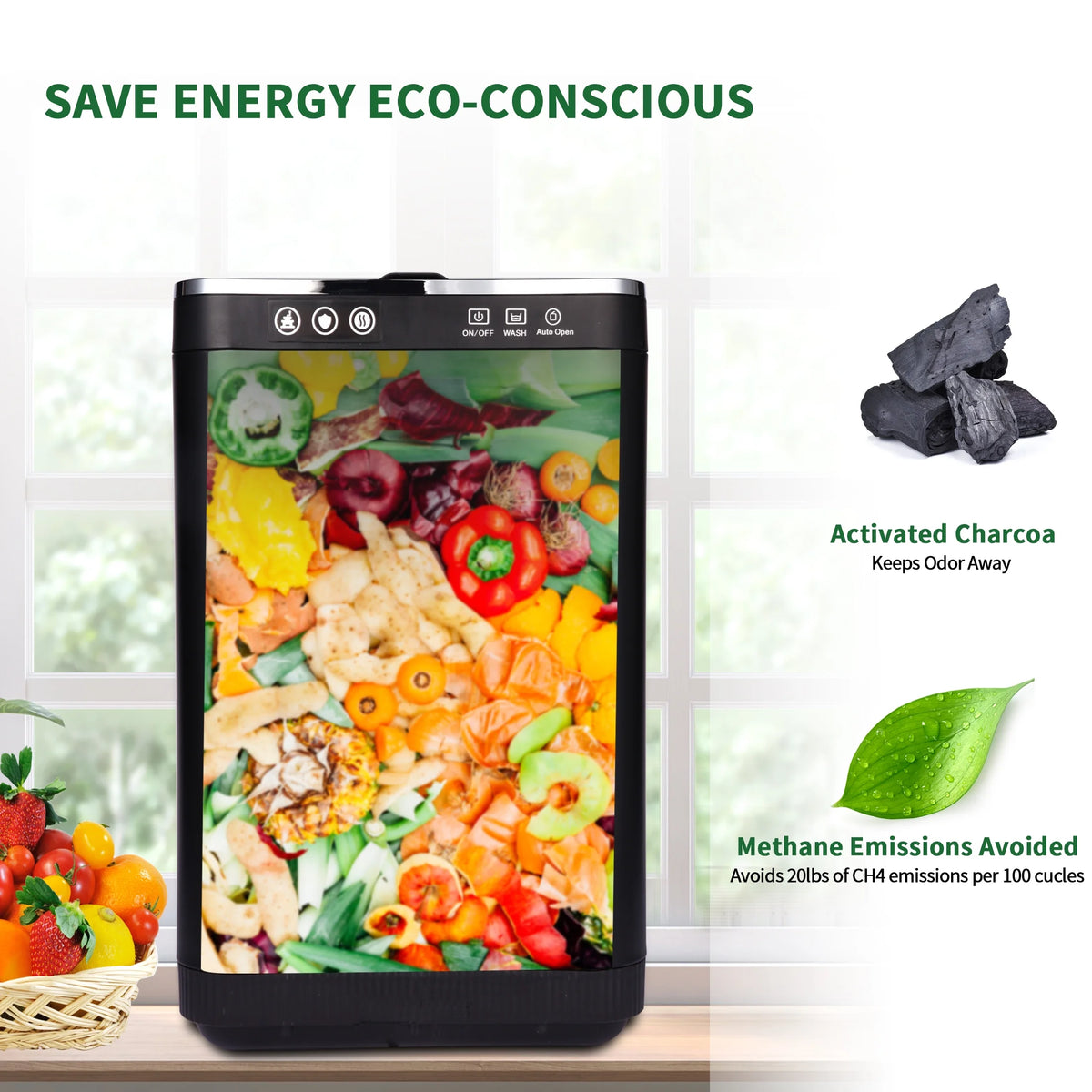 KEEPEEZ 4L  Large Capacity Odoroster for Kitchen,Turn Food Waste to Fertilizer for Garden, Food Waste Compost Machineless Quiet Electric Comp