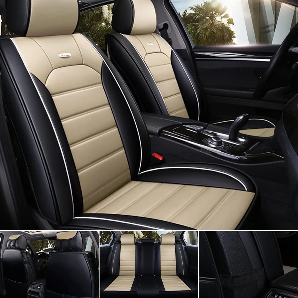 OTOEZ Leather Car Seat Cover Universal 5 Seats Full Set Front Rear Seat Protector