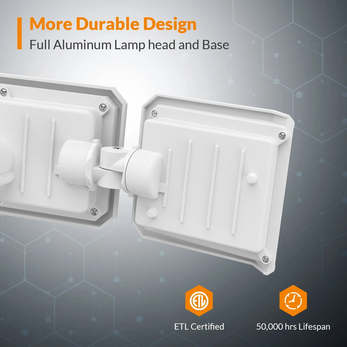 LEPOWER 4200 Lumen LED Flood Light Outdoor, 42W, Switch Controlled, 3 Heads, 5000 K, White