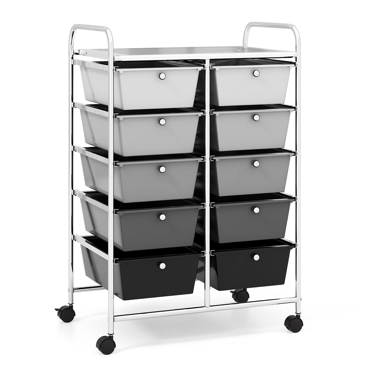 Gymax 10-Drawer Rolling Storage Cart Tools Scrapbook Paper Organizer on Wheels Black Gradient