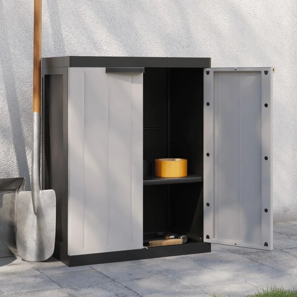 vidaXL Outdoor Storage Cabinet Black 25.6"x14.6"x33.5" PP