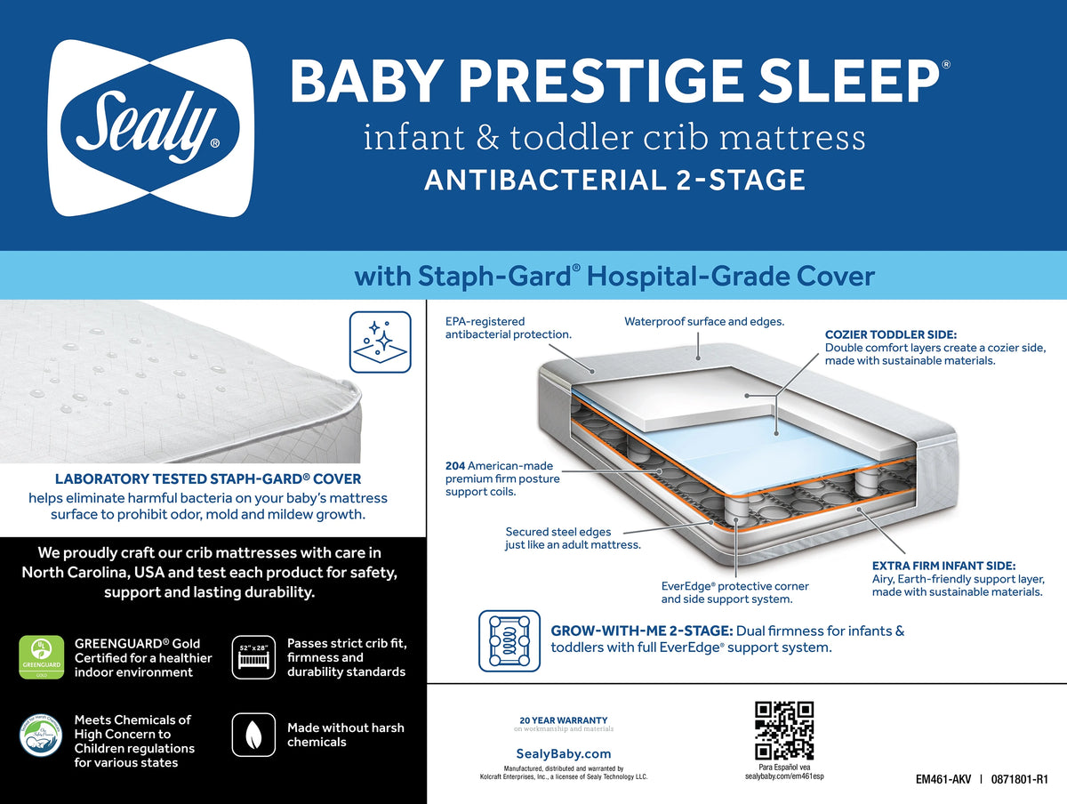 Baby Prestige Sleep Ultra-Premium 2-Stage Antibacterial, 204 Coil, Crib & Toddler Mattress