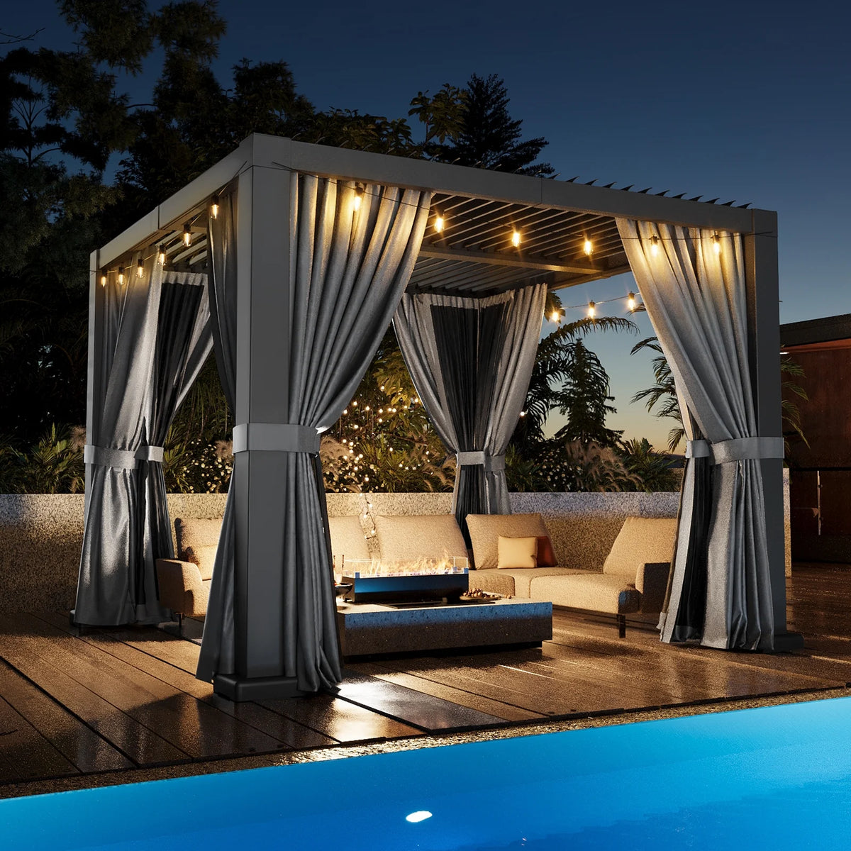 Aoxun 20' x 12' Louvered Pergola, Outdoor Aluminum Pergola with Adjustable Top for Decks, Gardens and Backyards, Gray