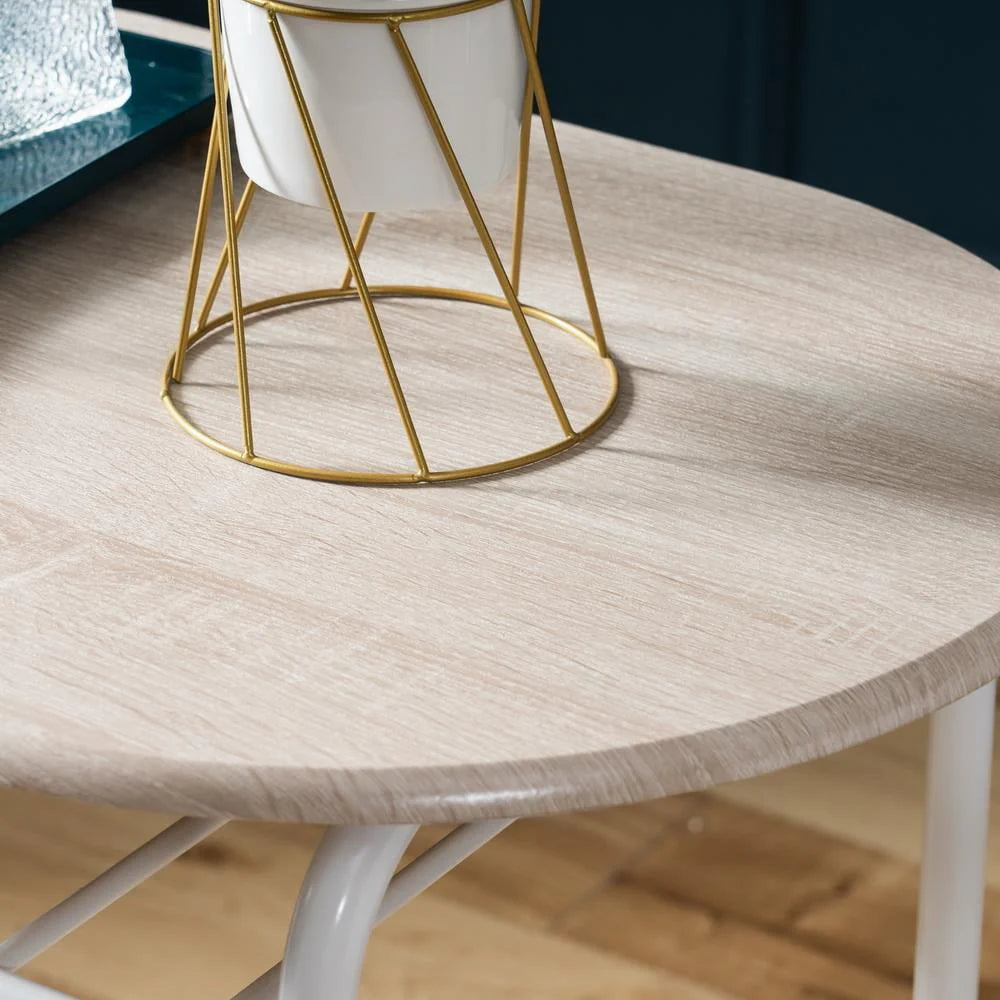 Winado 3-Piece Wooden Round Table & Chair Set for Kitchen, Dining Room White Frame
