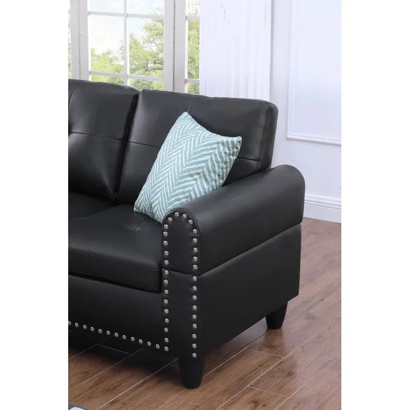 Sectional Sofas Faux Leather L - Shaped Sectional Set with Cup Holders 2pc,Large Sectional Couches