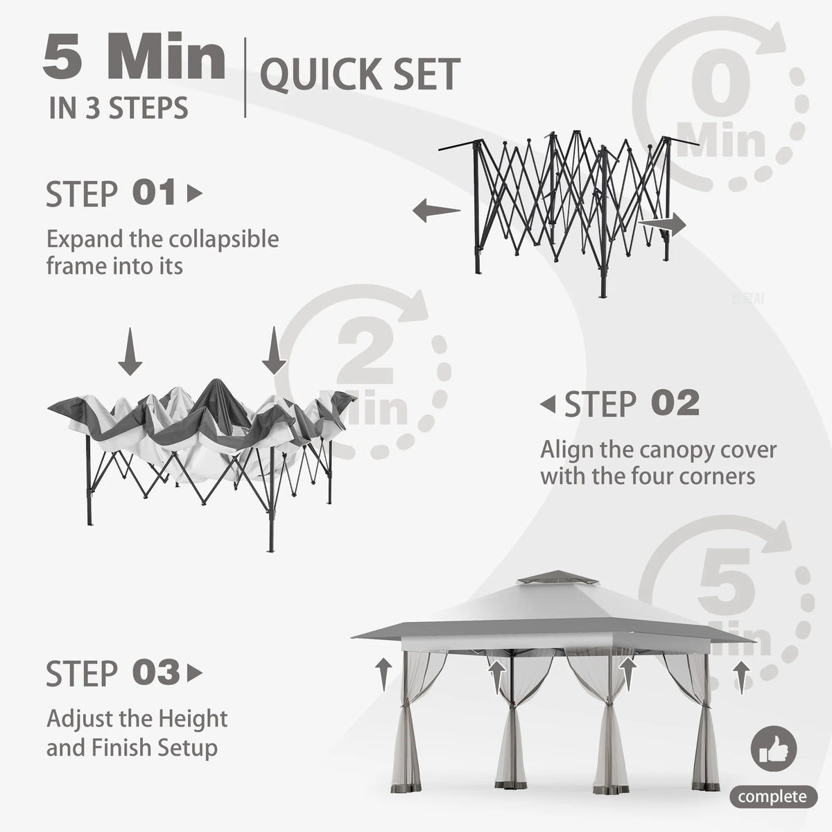 Bezseller 11x11 Pop up Gazebo, Outdoor Waterproof Canopy Tent with Mosquito Netting for Outdoors, Khaki
