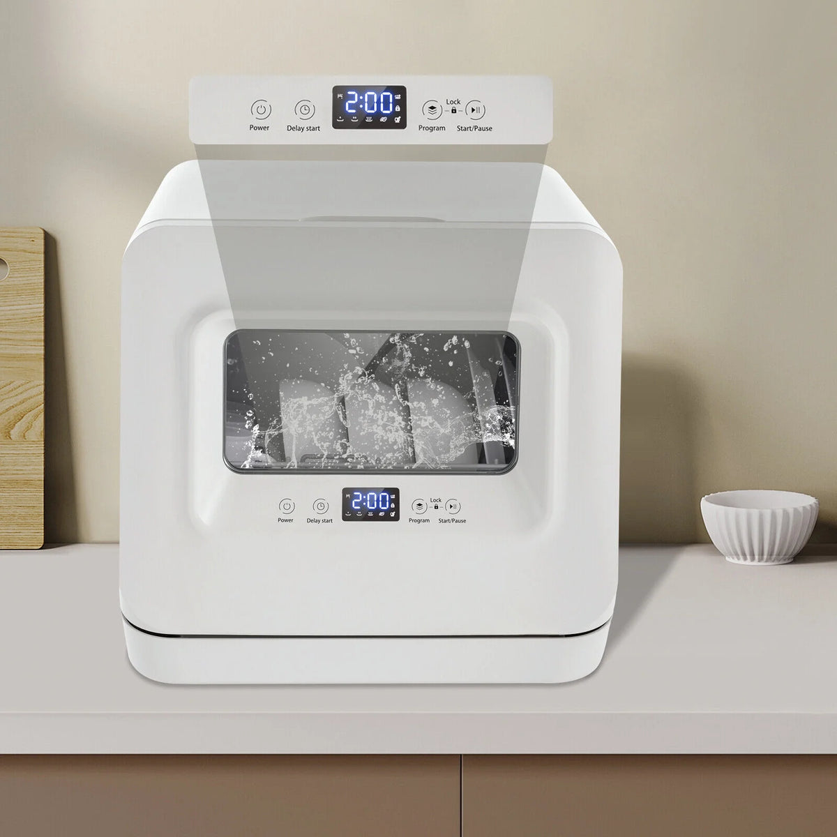 Portable Compact Countertop Mini Dishwasher with Water Tank Leak-Proof Air Dry