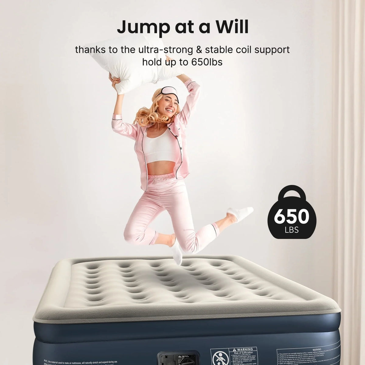 Premium Queen Size Air Mattress 18" Elevated Airbed with Built-in Pump Camping