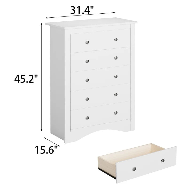 Homall 5 Drawer Dresser Wood Storage Cabinet Double Tier Chest of Drawer TV Stand for Bedroom, Living Room, Black