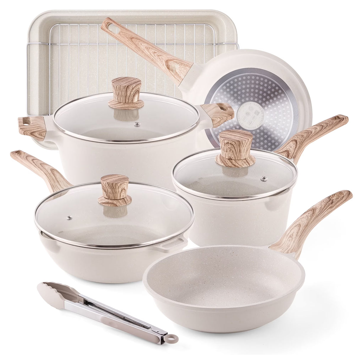 Caannasweis 10 Pieces Nonstick Cookware Sets Kitchen Induction Pots and Pans with Baking Pan Set