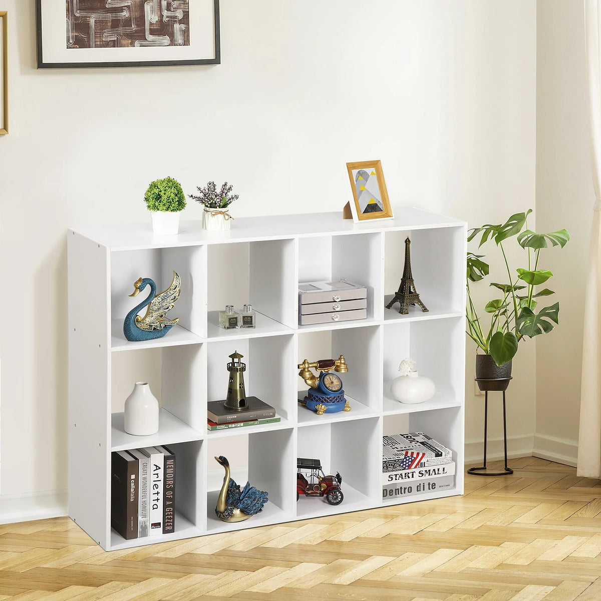 ZENSTYLE 12 Cubes Storage Shelves Organizer Bookshelf Display Cabinet for Home Office White