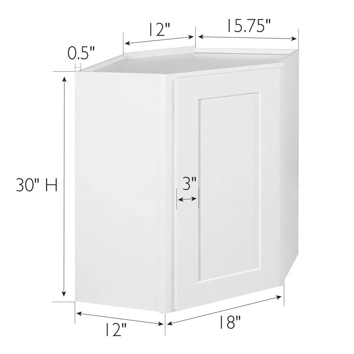 Design House 613570 Brookings Corner Wall Kitchen Cabinet 24x30x12, White