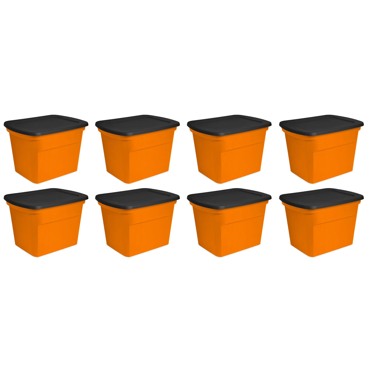 Sterilite 18 Gallon Orange Plastic Storage Container Bin Tote with Lid (8 Pack)