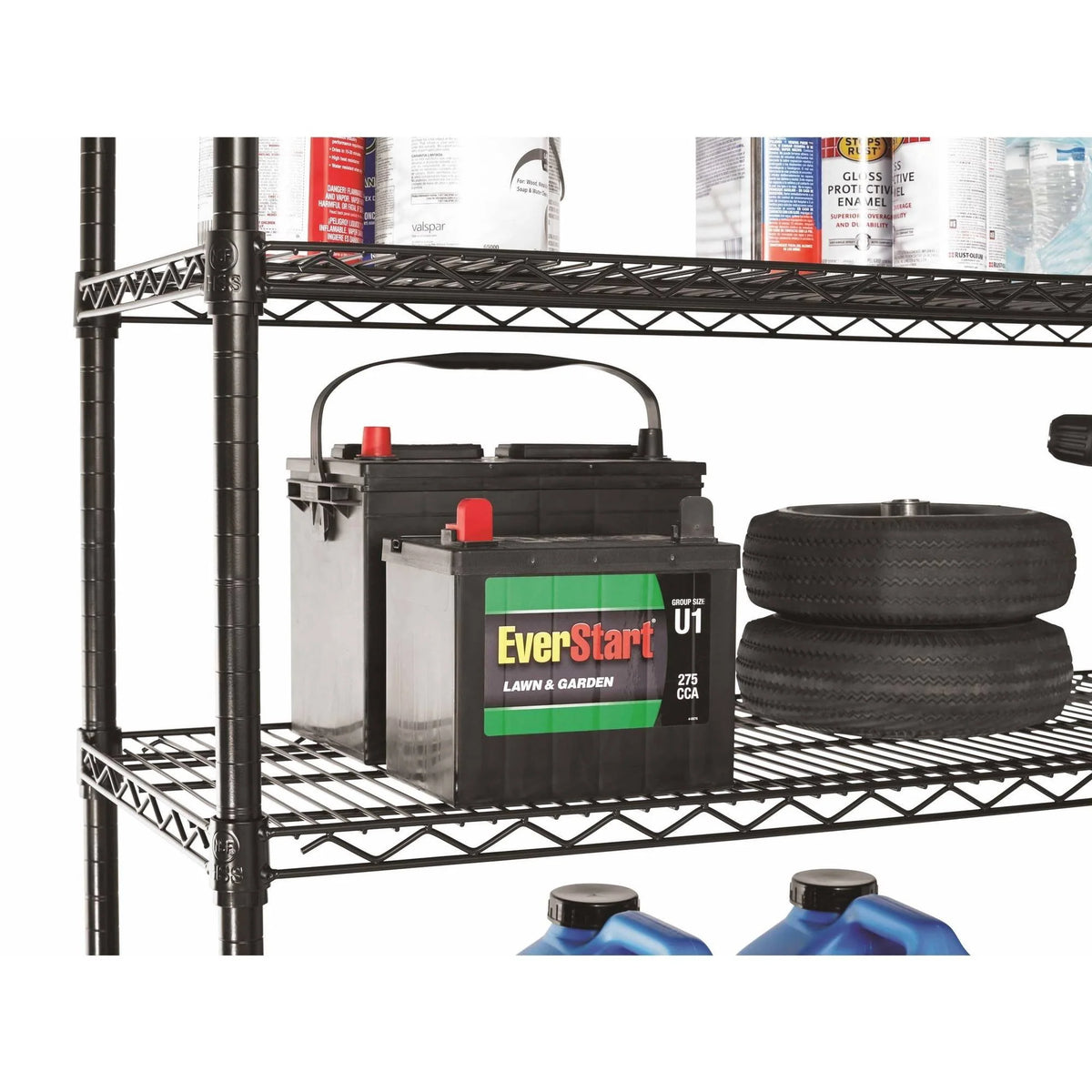 Hyper Tough Wire 5-Tier Storage Shelf Unit 72"H x 48"W x 16"D, 3000lb Total Capacity, Black