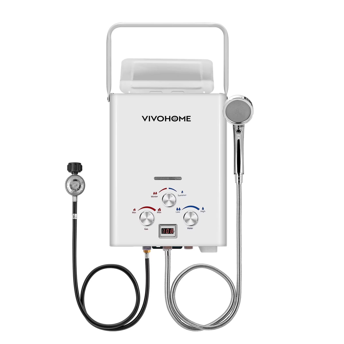 VIVOHOME RV Portable Propane Tankless Water Heater, 1.6GPM 6L RV Tankless Automotive Water Heater with Digital Display for RV Use, Blue