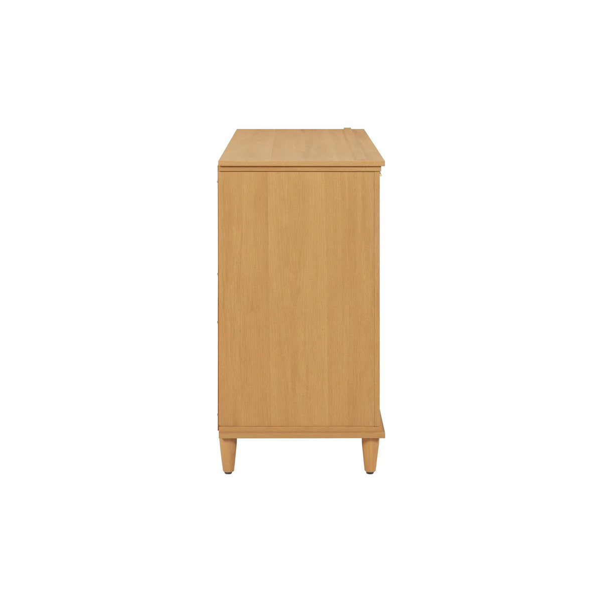 Beautiful Drew Rattan Media Console with Teched Away Drawer by Drew Barrymore, Warm Honey Finish