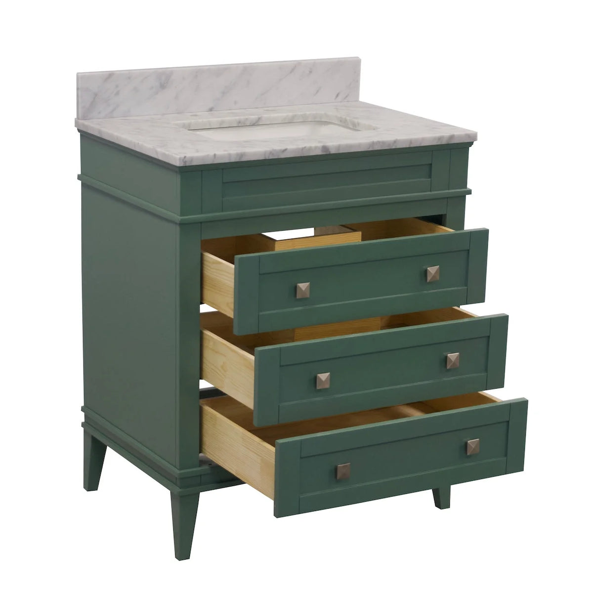 Eleanor 30" Bathroom Vanity with White Cabinet and Carrara Marble Top