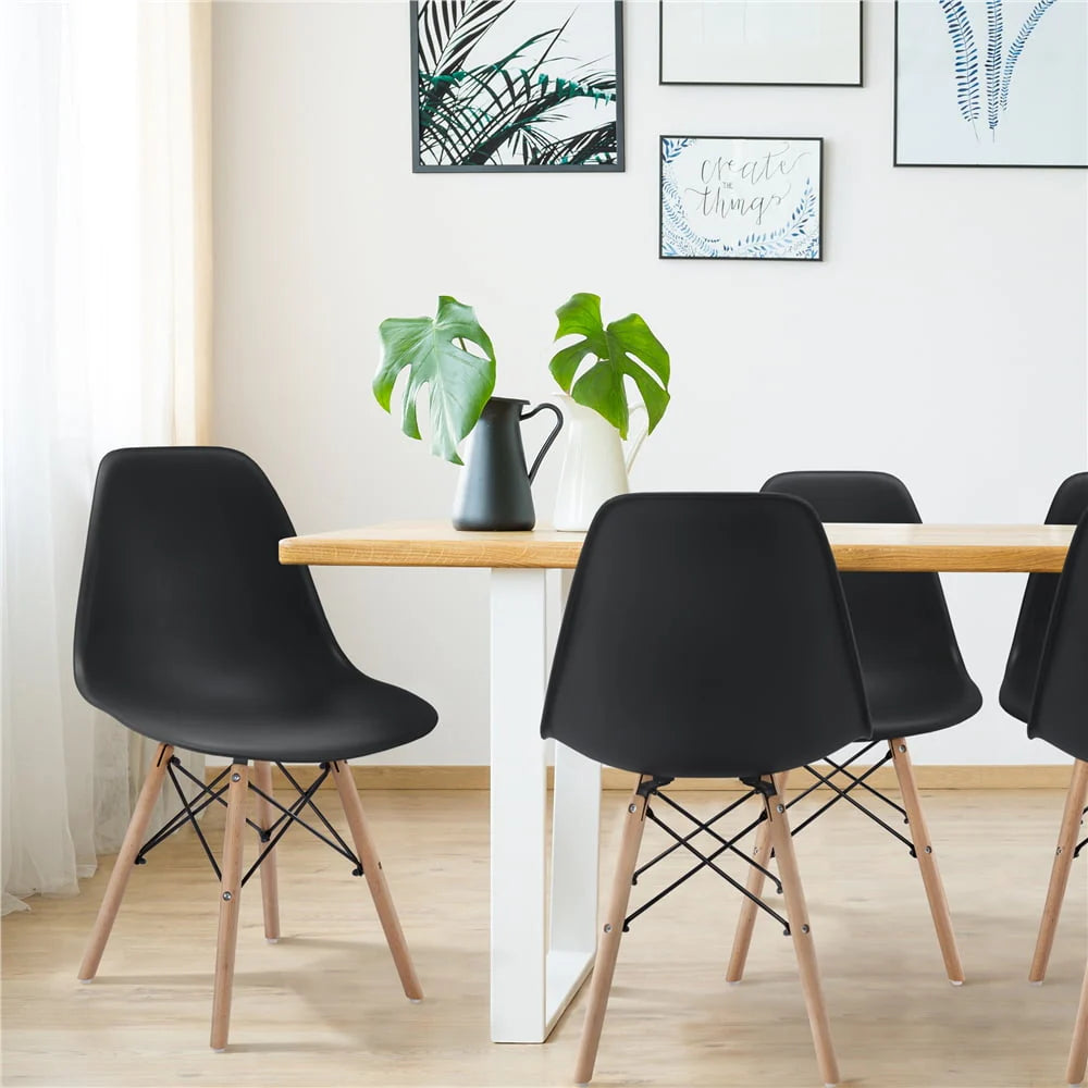 Topeakmart Set of 4 Modern Style Dining Chairs for Kitchen Dining Room, Black