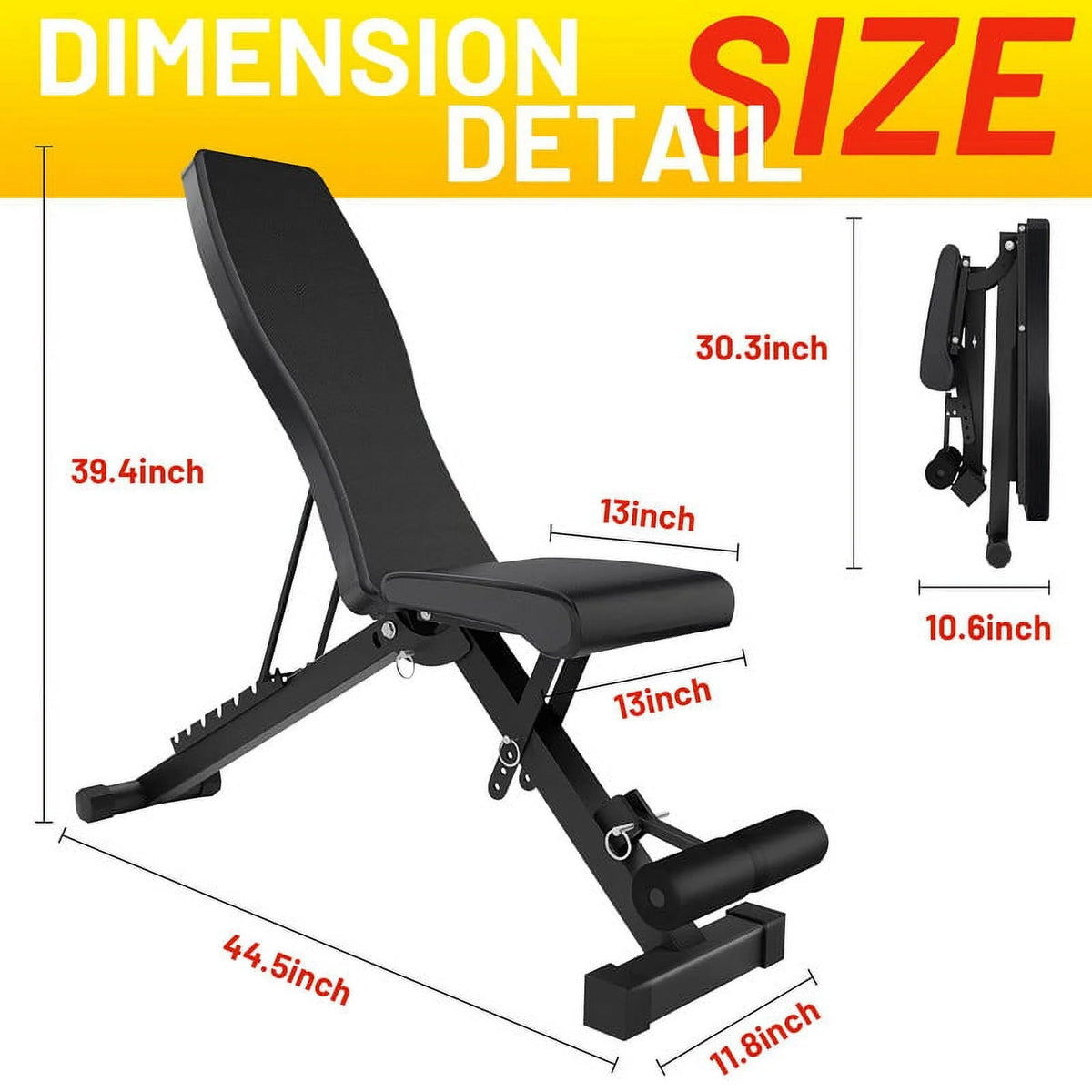Weight Bench Adjustable Workout Bench for Home, Incline Bench for Bnech Press, Strength Training Bench