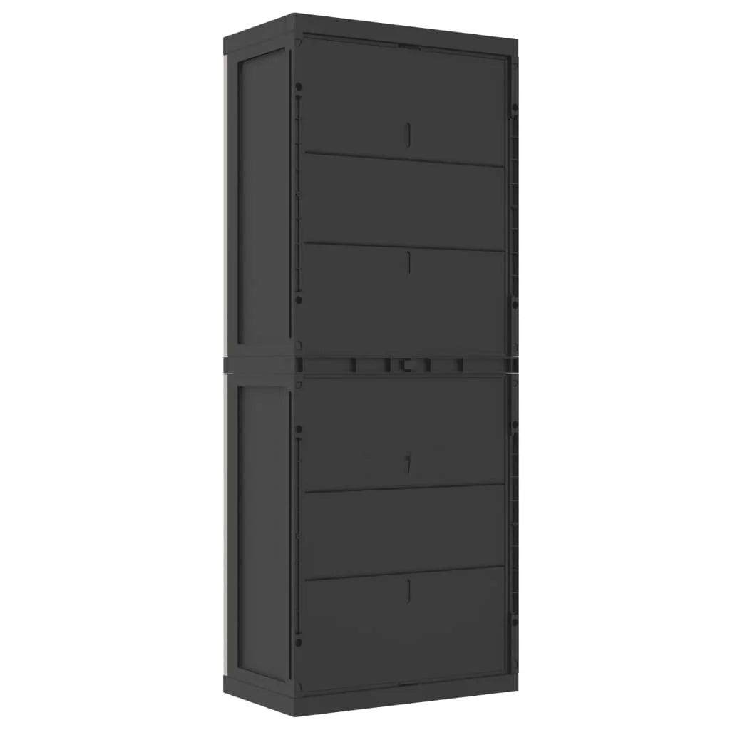 vidaXL Outdoor Storage Cabinet Black 25.6"x14.6"x33.5" PP
