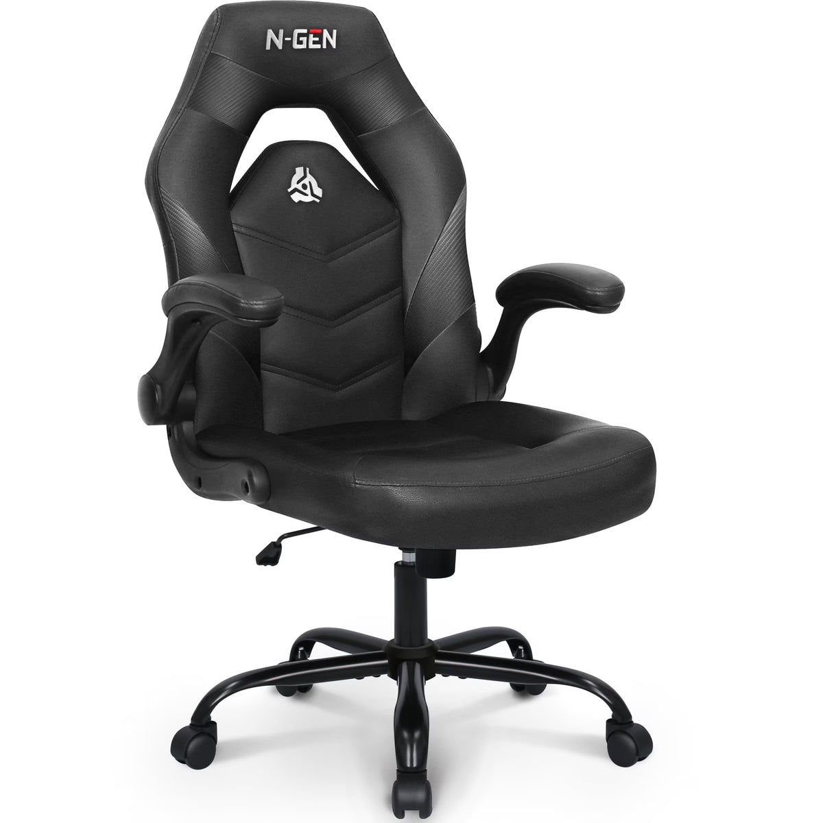 N-GEN Red Gaming Chair, Flip-up Armrest Computer Chair Ergonomic Office Chair PU Leather Desk Chair Executive Adjustable Swivel Task Chair