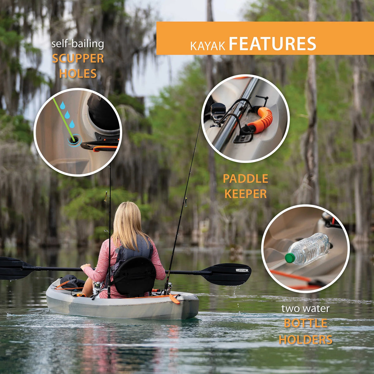 Lifetime Tamarack Angler 10 ft. Fishing Kayak, Volcano Fusion (91340)
