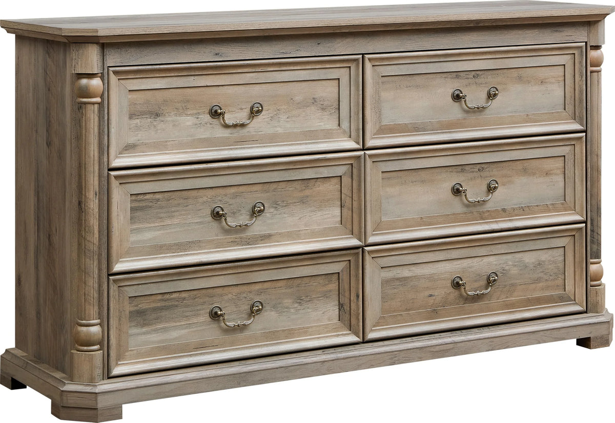 Brafabhome Rattan 6 Drawers Dresser for Bedroom, Vintage Boho Double Dresser Wicker Chest with Wooden Legs for Living Room Hallway| Mint