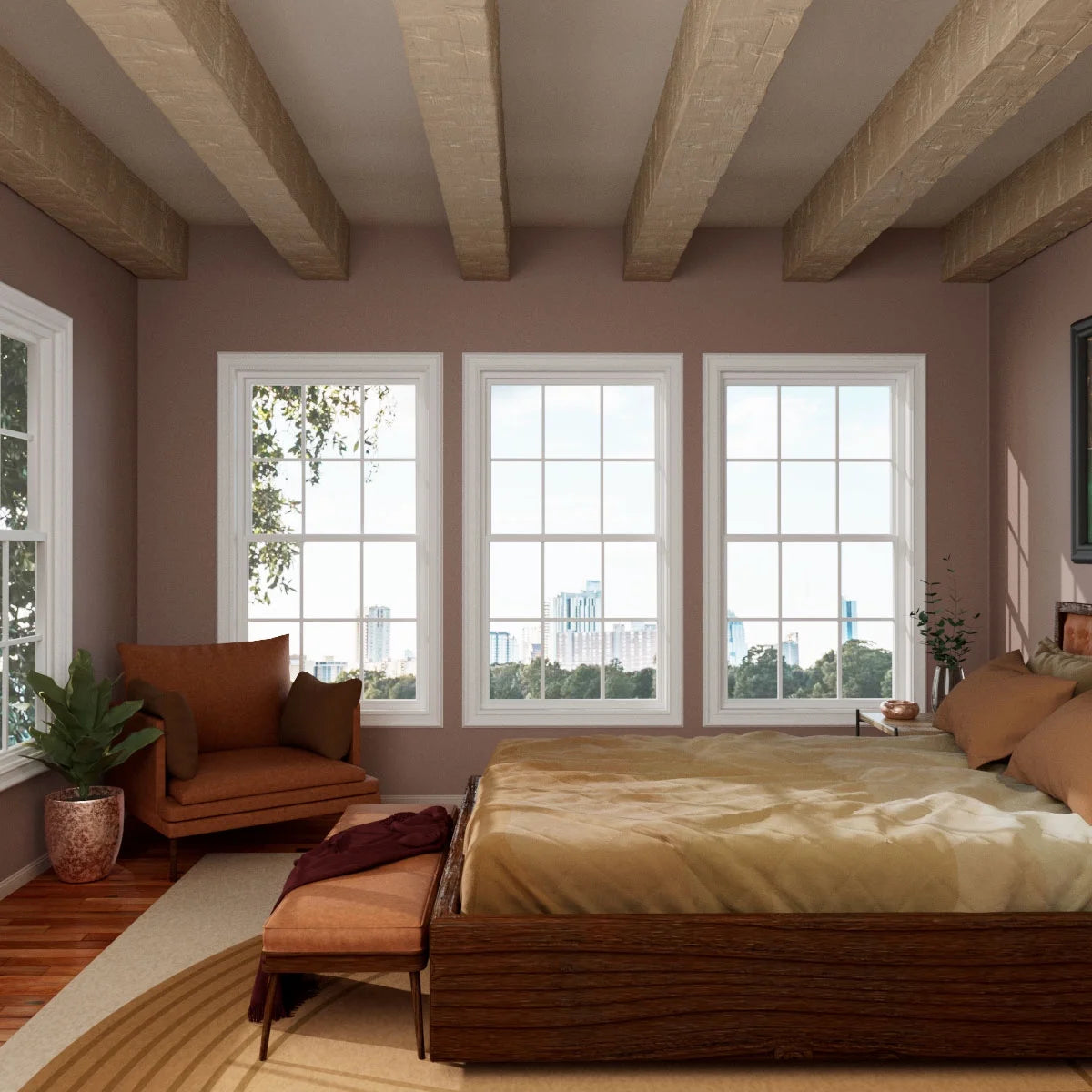 Ekena Millwork 3 1/2"W x 3 1/2"H x 120"L 3-Sided (U-Beam) Reclaimed Axed Cut HeritageTimber Faux Wood Ceiling Beam, Kona Brown