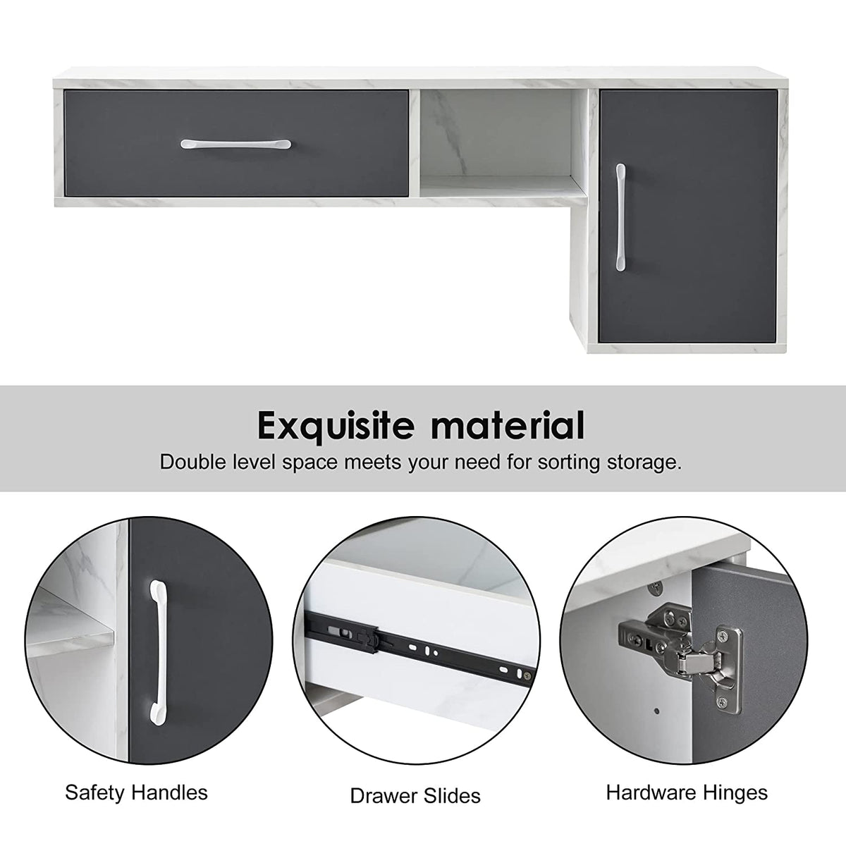 BarberPub Barber Wall Mount Station with Drawers, Beauty Multi-Functional Storage Cabinet 2530