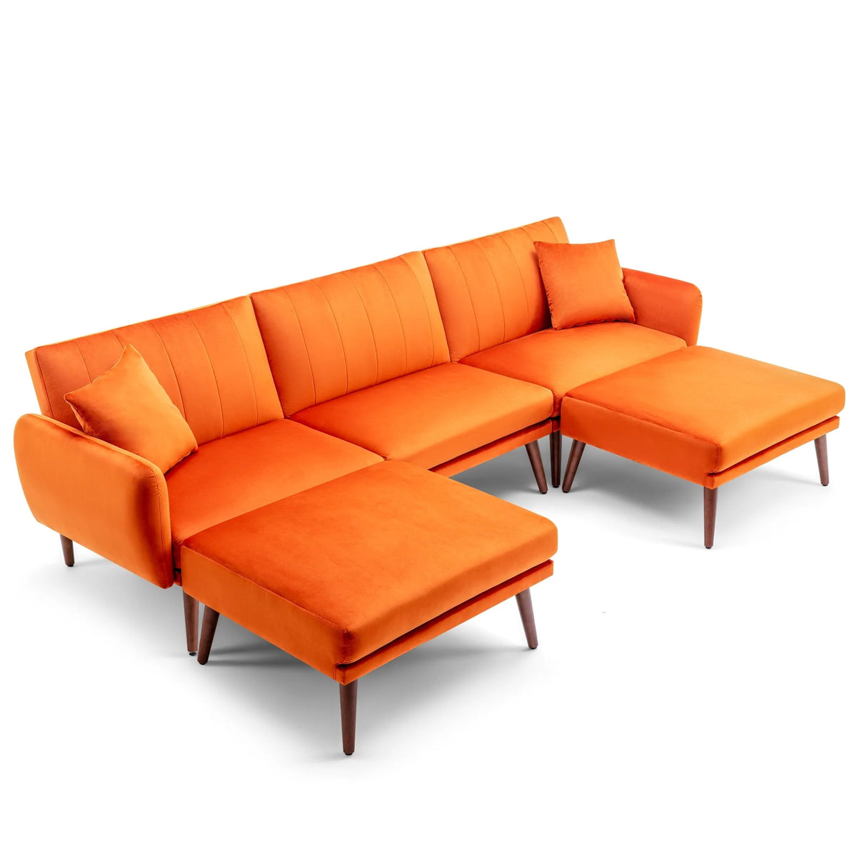 JOMEED Convertible Sectional Sofa Couch, Modern Oversized Velvet Fabric U-Shaped Couch Sofa Bed with Adjustable Backrest for Living Room, Apartment