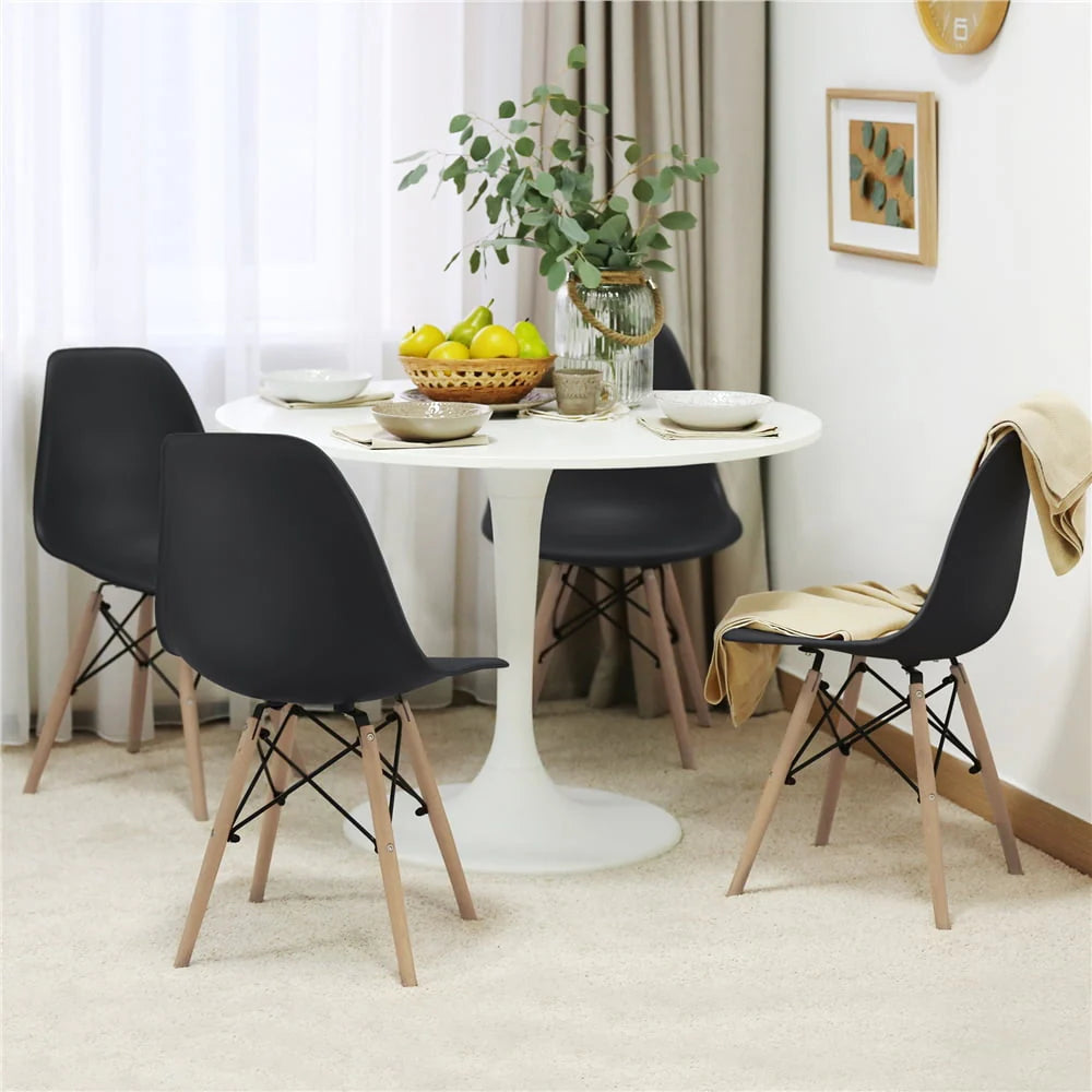 Topeakmart Set of 4 Modern Style Dining Chairs for Kitchen Dining Room, Black