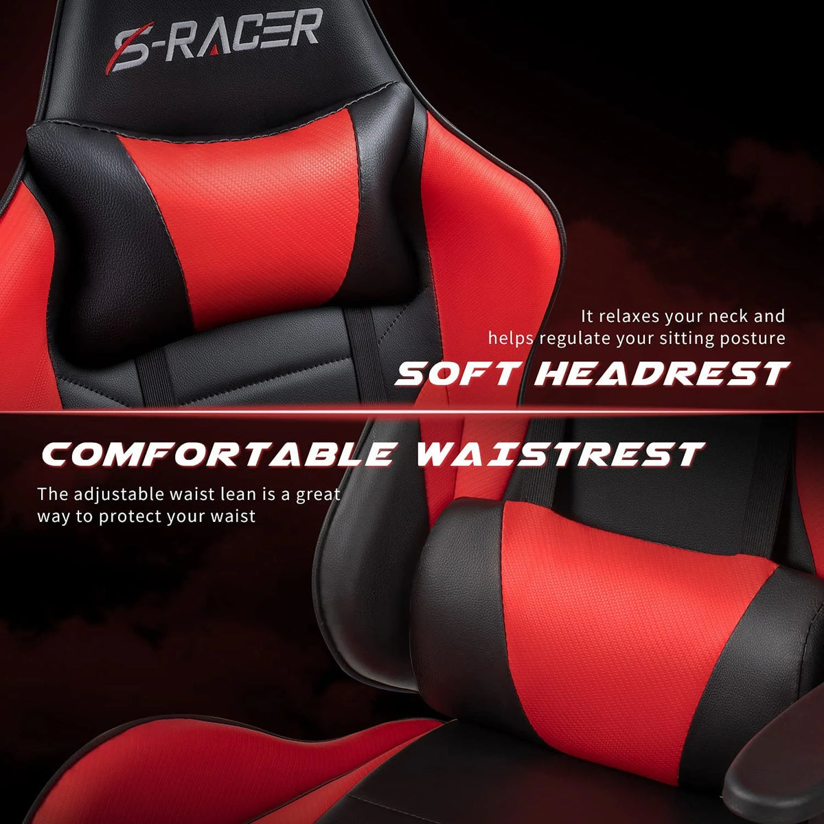 Lacoo High Back Gaming Chair Ergonomic Gaming Computer Chair,Black