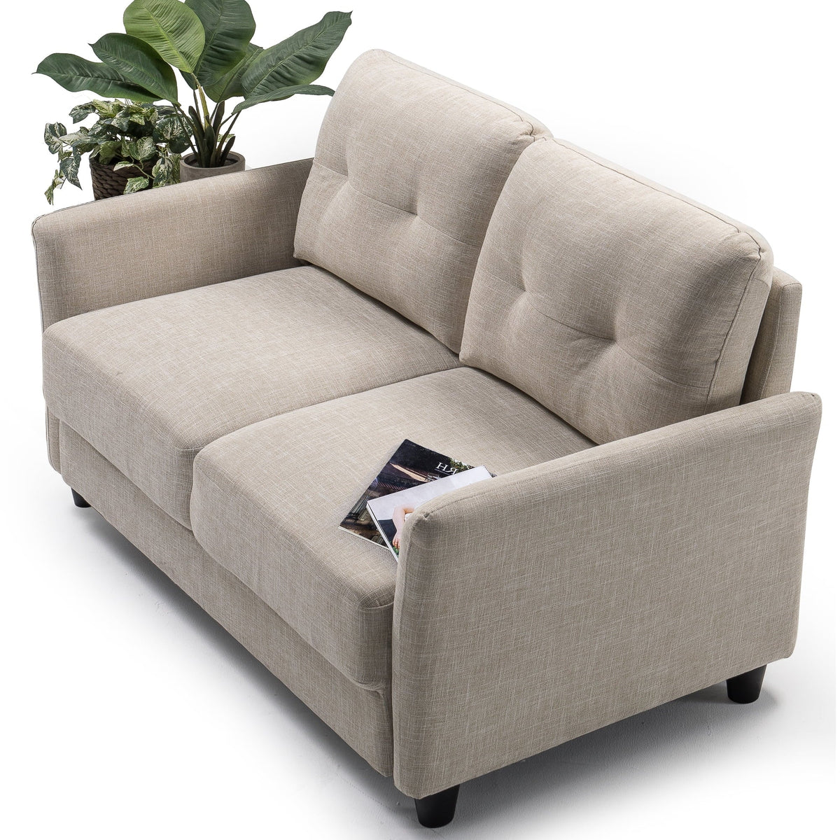 Zinus Ricardo 2-Seater Loveseat, Dark Grey