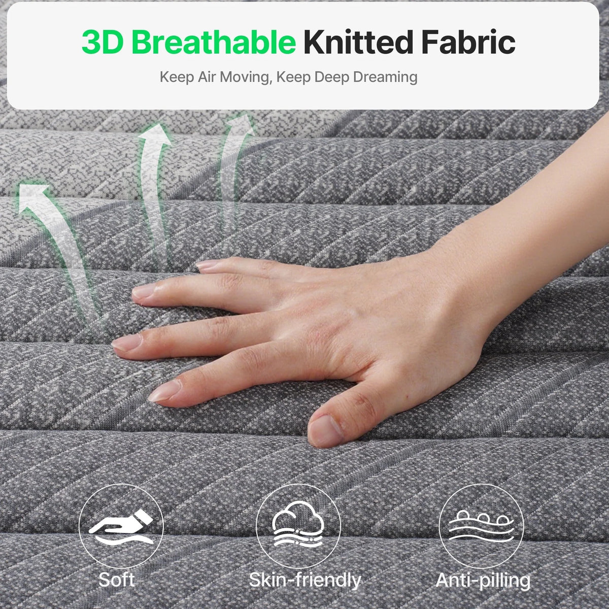 BEHOST Twin Mattress 10 inch, CertiPUR-US Certified Eco-Friendly Twin Memory Foam Mattress, Motion-Free Pocket Springs Hybrid Mattress Twin Size
