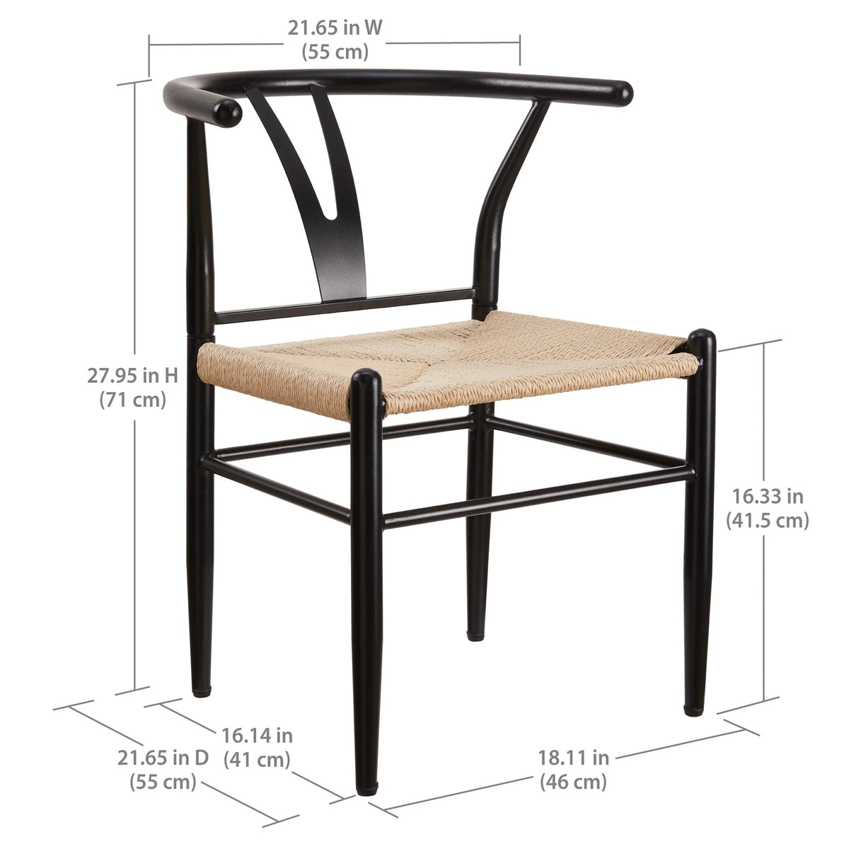 Better Homes & Gardens Springwood Wishbone Chair, Metal Base with Black Finish, 2 Pack