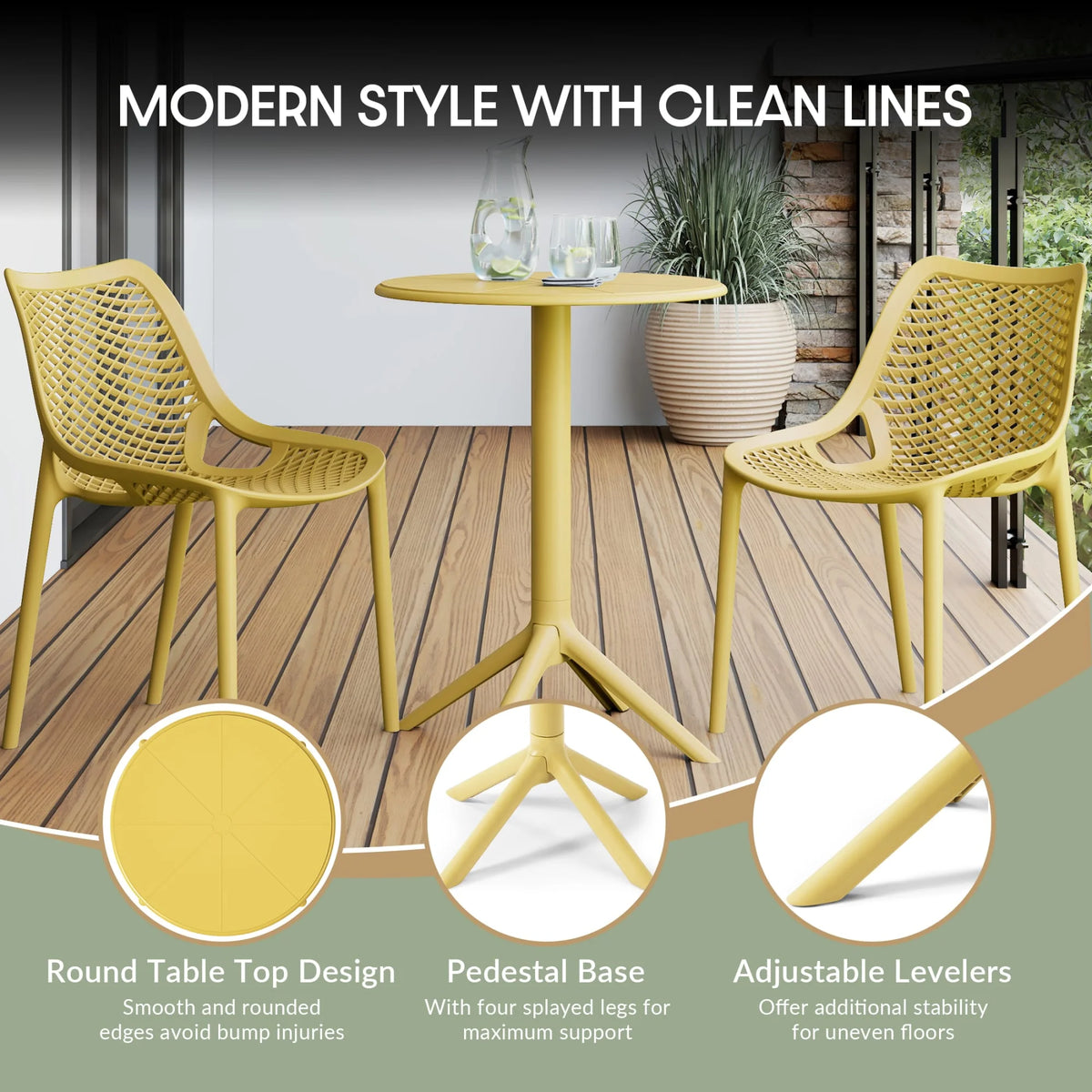 WestinTrends Playa 3-Piece Outdoor Resin Patio Bistro Set with Stackable Patio Dining Chairs, Black