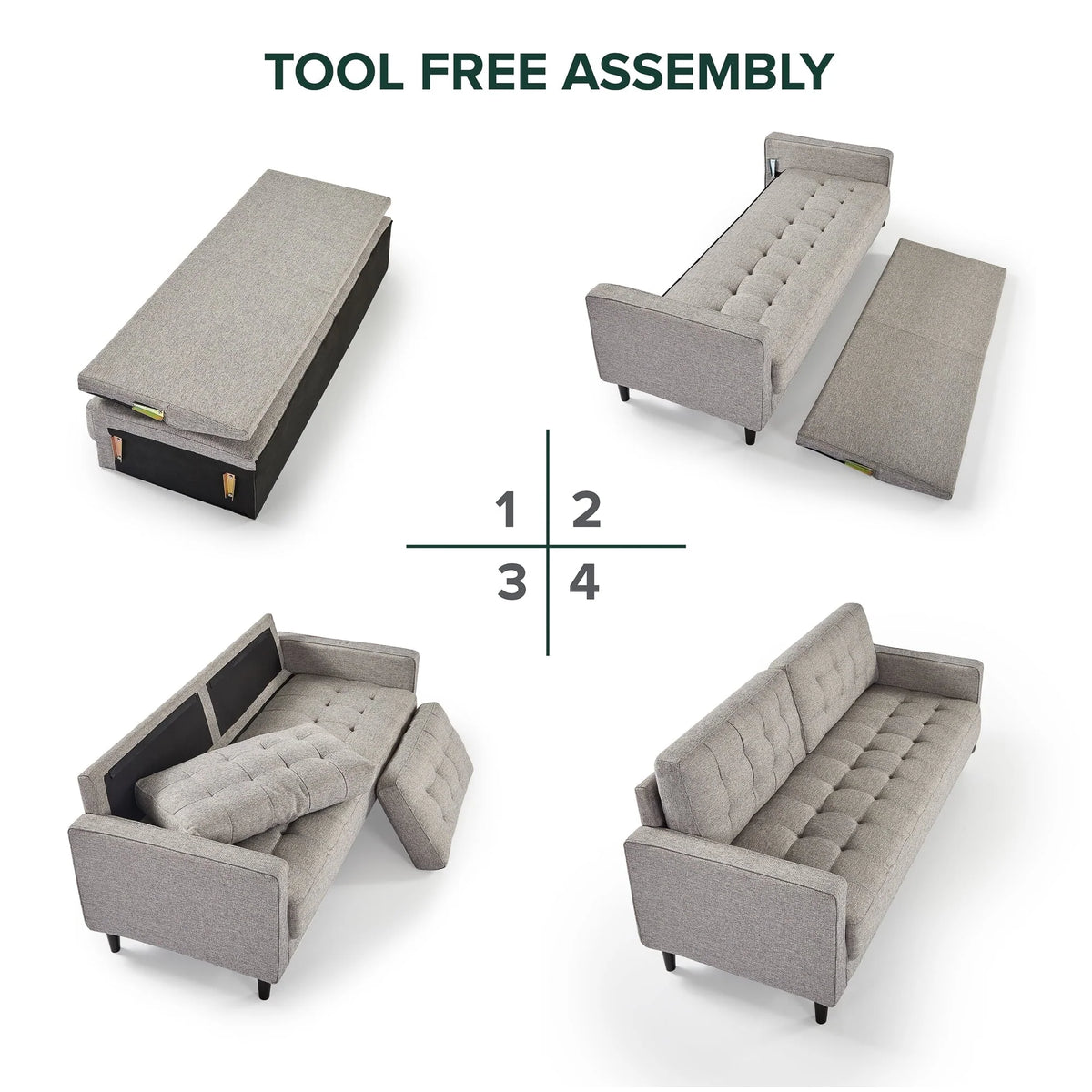 Zinus Benton 2-Seater Loveseat, Soft Grey