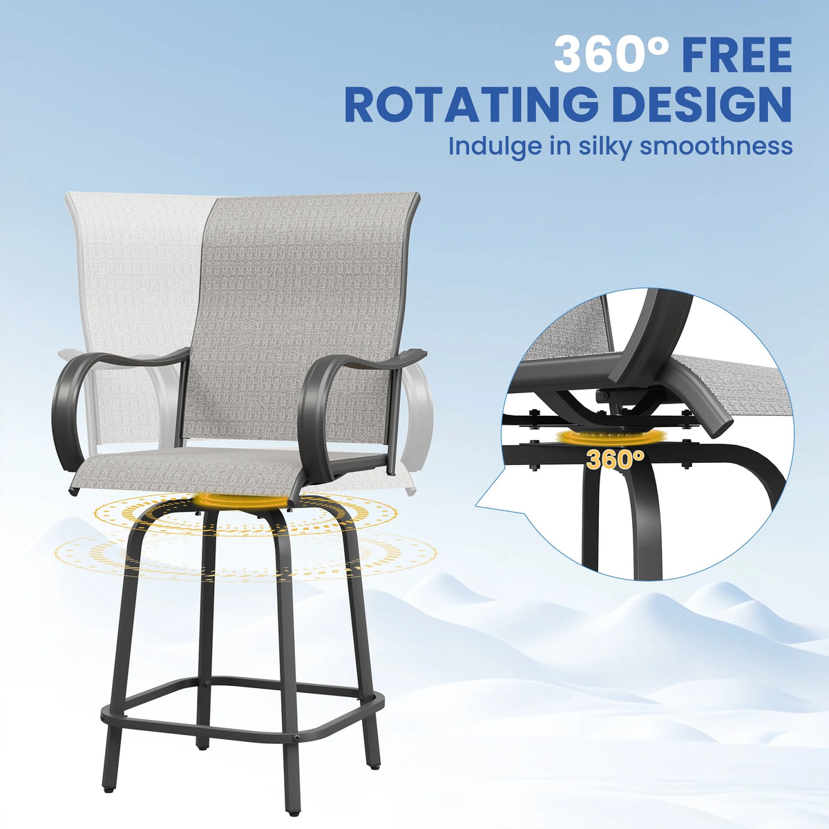Poteban Patio Bar Height Table with Umbrella Hole, 2-Tier High Top Outdoor Bistro Table, Square Tempered Glass Metal Table for Patio, Lawn, Bar
