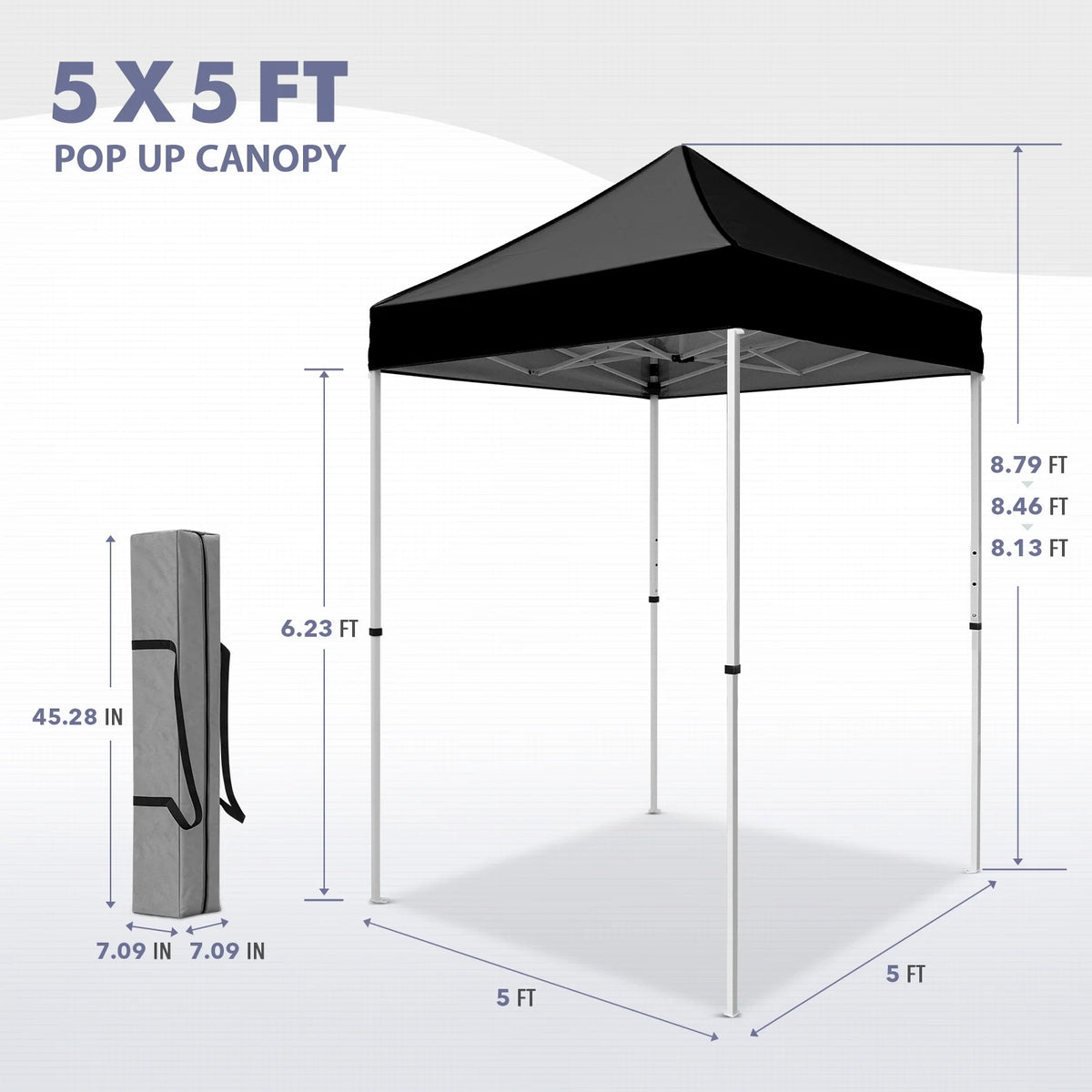 INTER HUT 5x5 Outdoor Pop up Canopy Gazebo, Instant Easy Set up Outdoor Canopy Commercial Fair Shelter, Beige