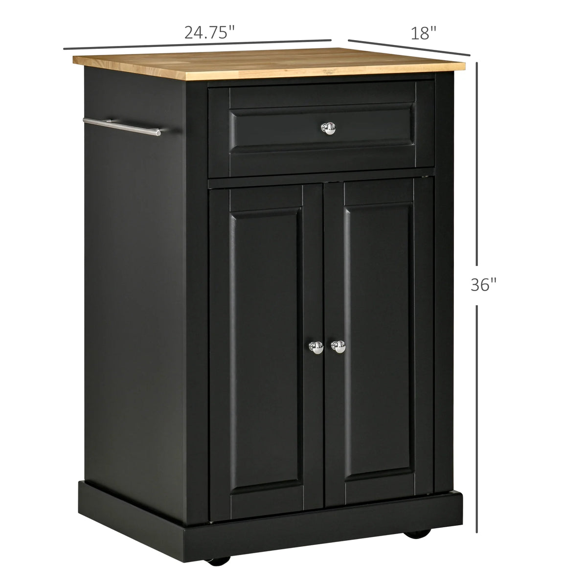 HOMCOM Rolling Kitchen Island Cart, Portable Serving Trolley Table with Drawer, Adjustable Shelf and 2 Towel Racks, Grey