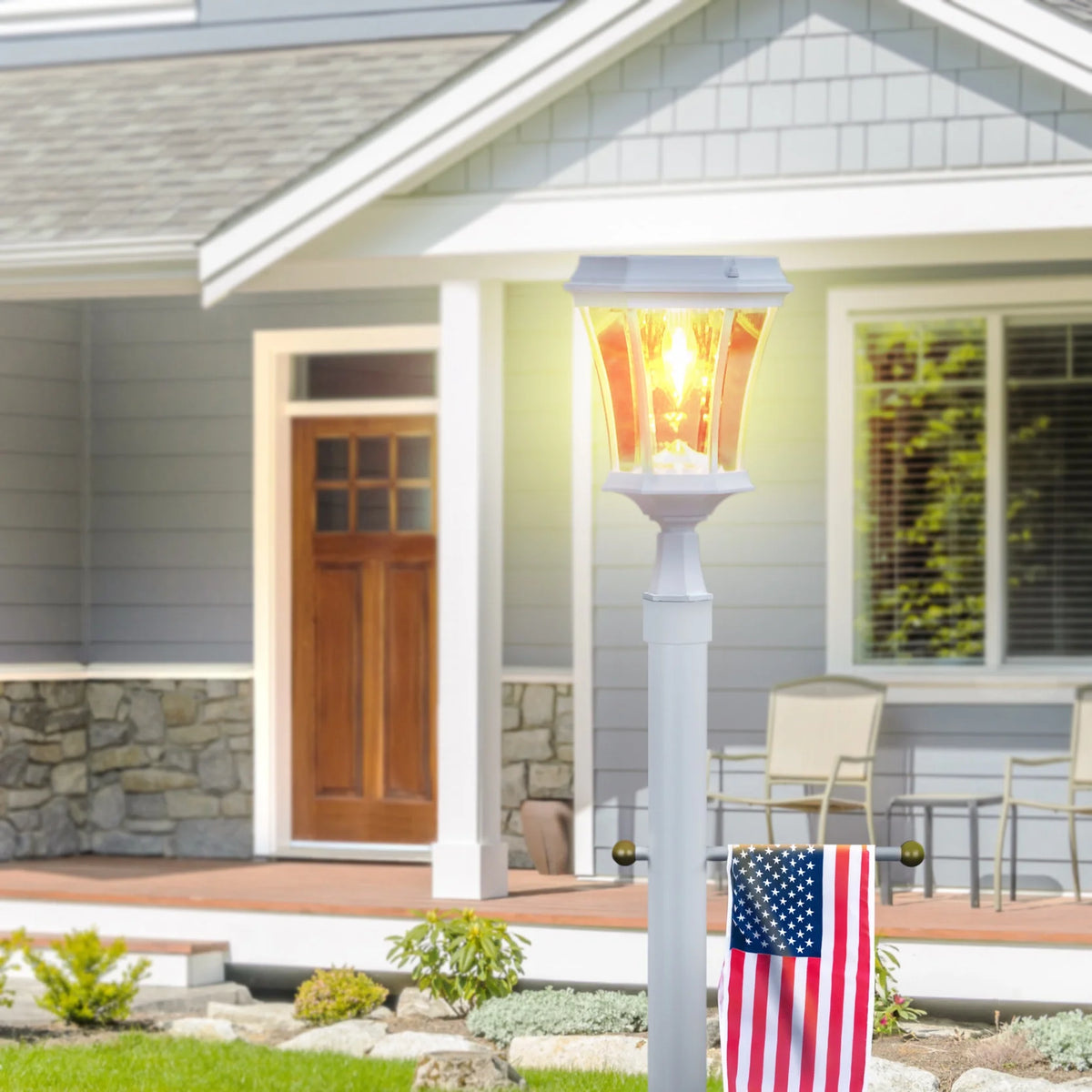 Design House 80" Traditional Weather-Resistant Outdoor Lamp Post with Cross Arm, Black