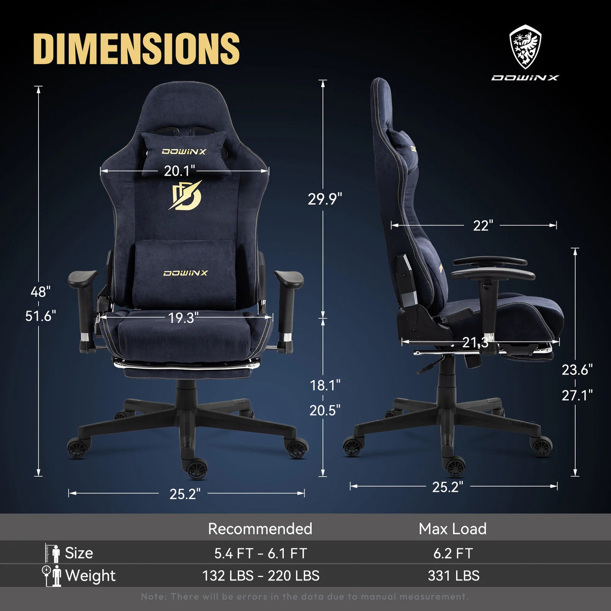 Dowinx Computer Gaming Chair with Pocket Spring Cushion and 4D Armrests for Office,Breathable Fabric High Back Ergonomic Task Chair with Footrest , Massage Lumbar Support Black